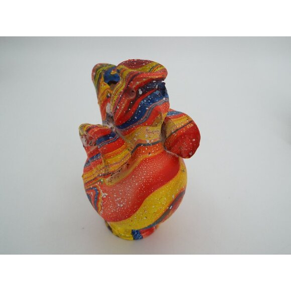 Multicolor Marbled Chicken Rooster Clay Whistle Figurines Folk Art Set of 3 - Picture 10 of 16